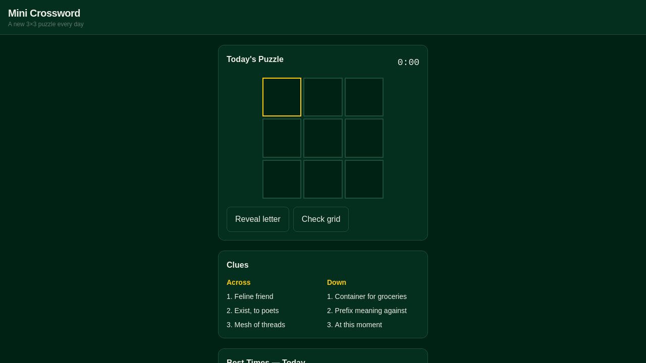 Mini Crossword preview